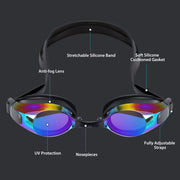 Adjustable Anti-fog UV Protection No Leaking Eye Protect Swimming Goggle Mirror Coated Lens Swim Goggles Glasses
