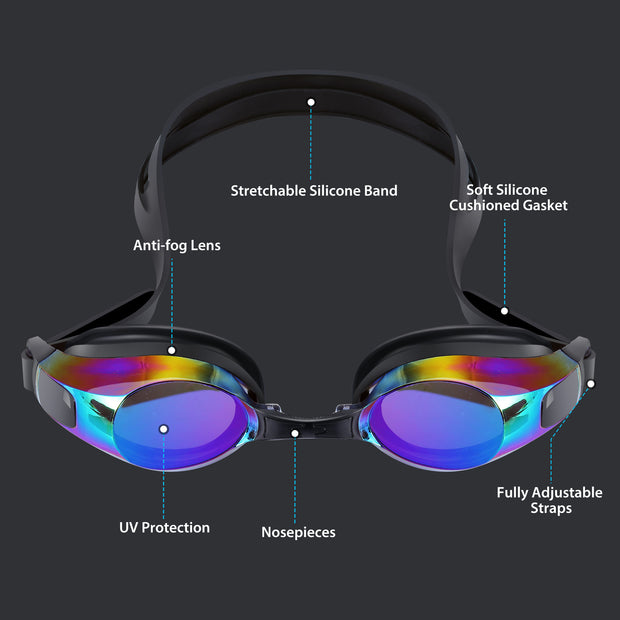 Adjustable Anti-fog UV Protection No Leaking Eye Protect Swimming Goggle Mirror Coated Lens Swim Goggles Glasses